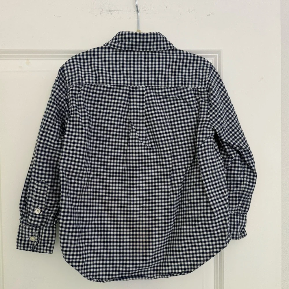 Ralph Lauren boys navy & white checkered button down shirt top size 4 years